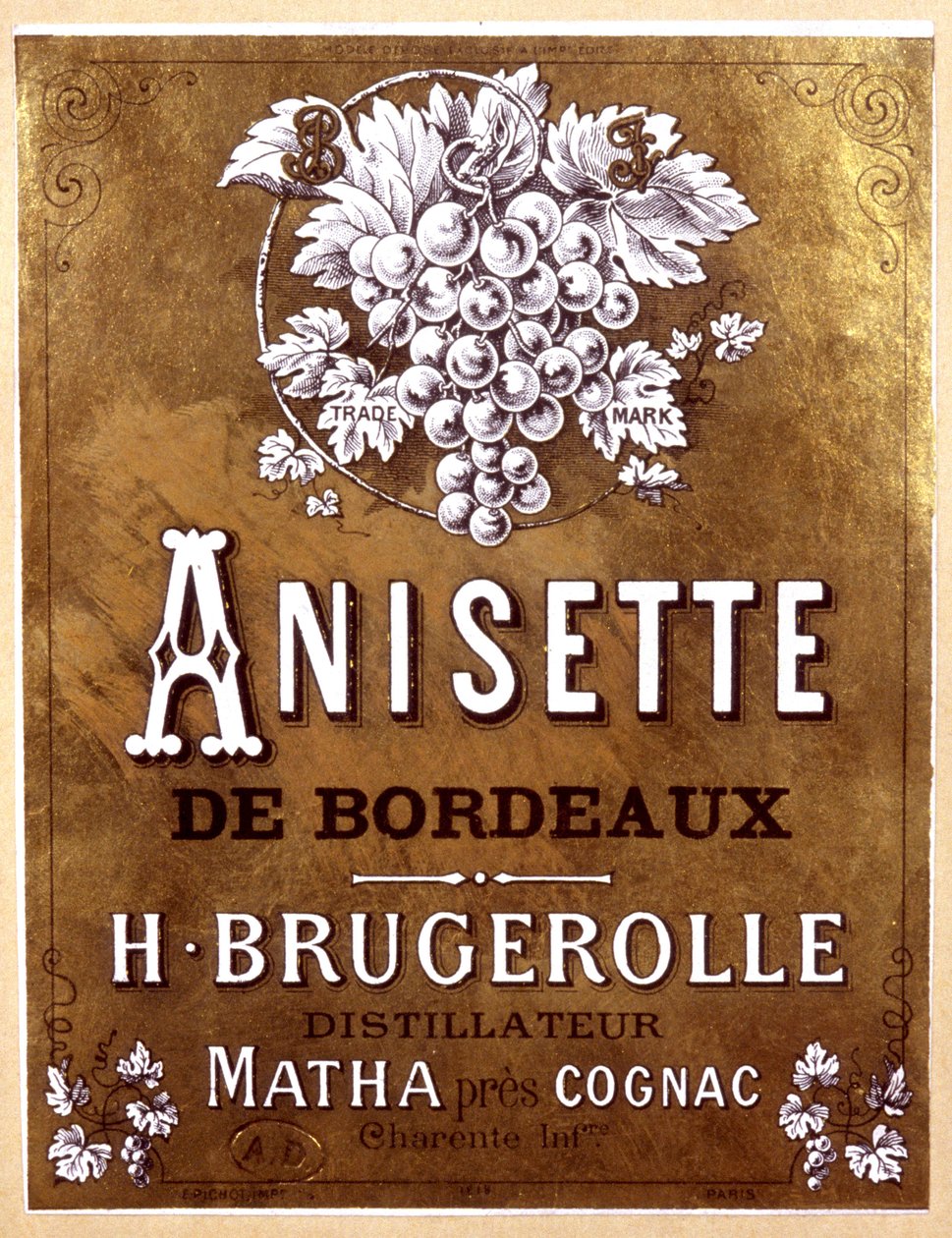 Bottle label of Anisette de Bordeaux, late 19th century by Unbekannter Künstler
