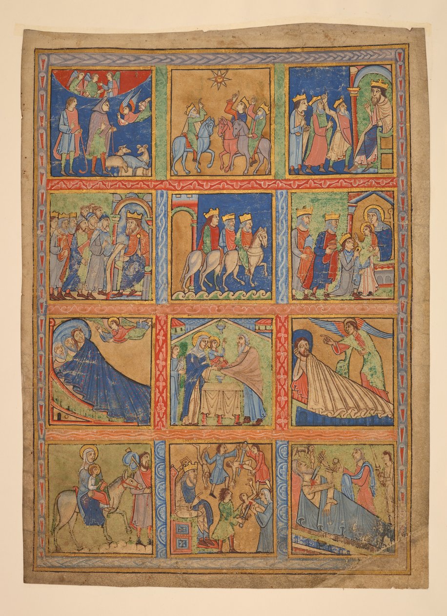 A series of 24 miniatures from the Life of Christ; Seven cuttings from illuminated manuscripts. 12th century-15th century by Unbekannter Künstler