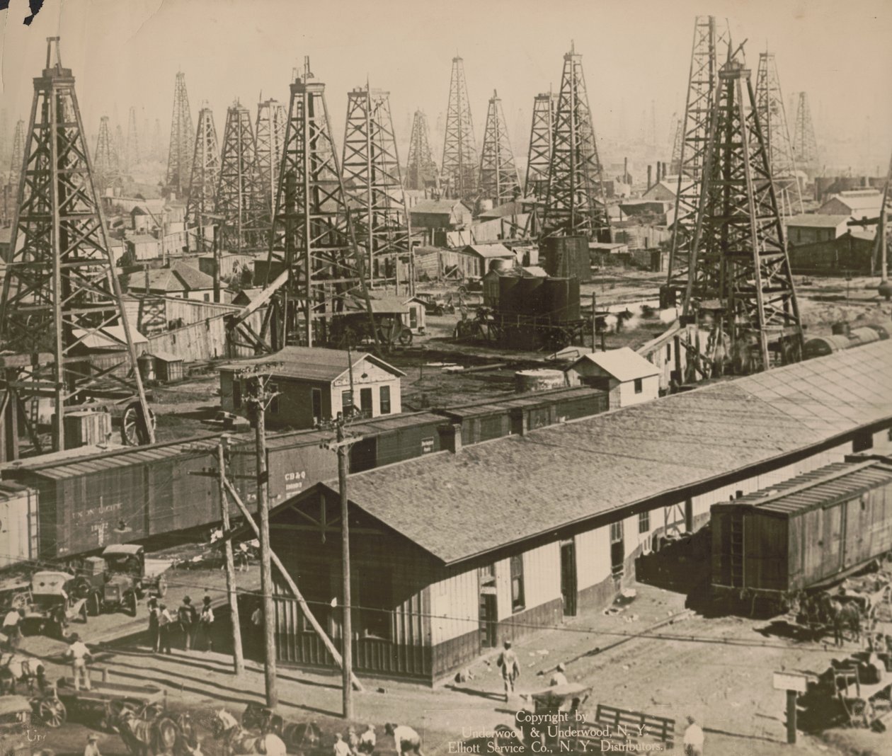 Oil Derricks at Burkburnett, Texas by Underwood and Underwood