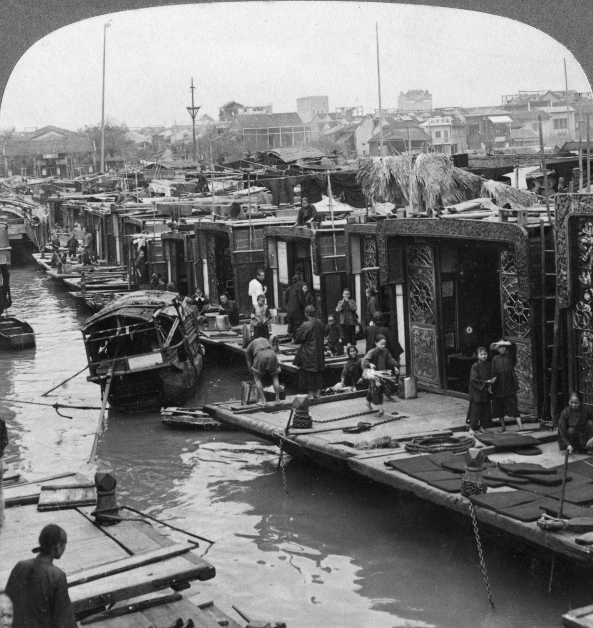 A street of flower boats, Canton, China, 1900 by Underwood and Underwood