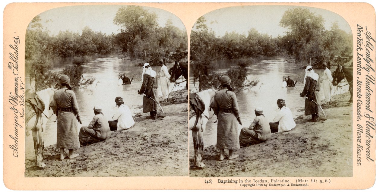 Baptising in the River Jordan, Palestine, 1896 by Underwood and Underwood