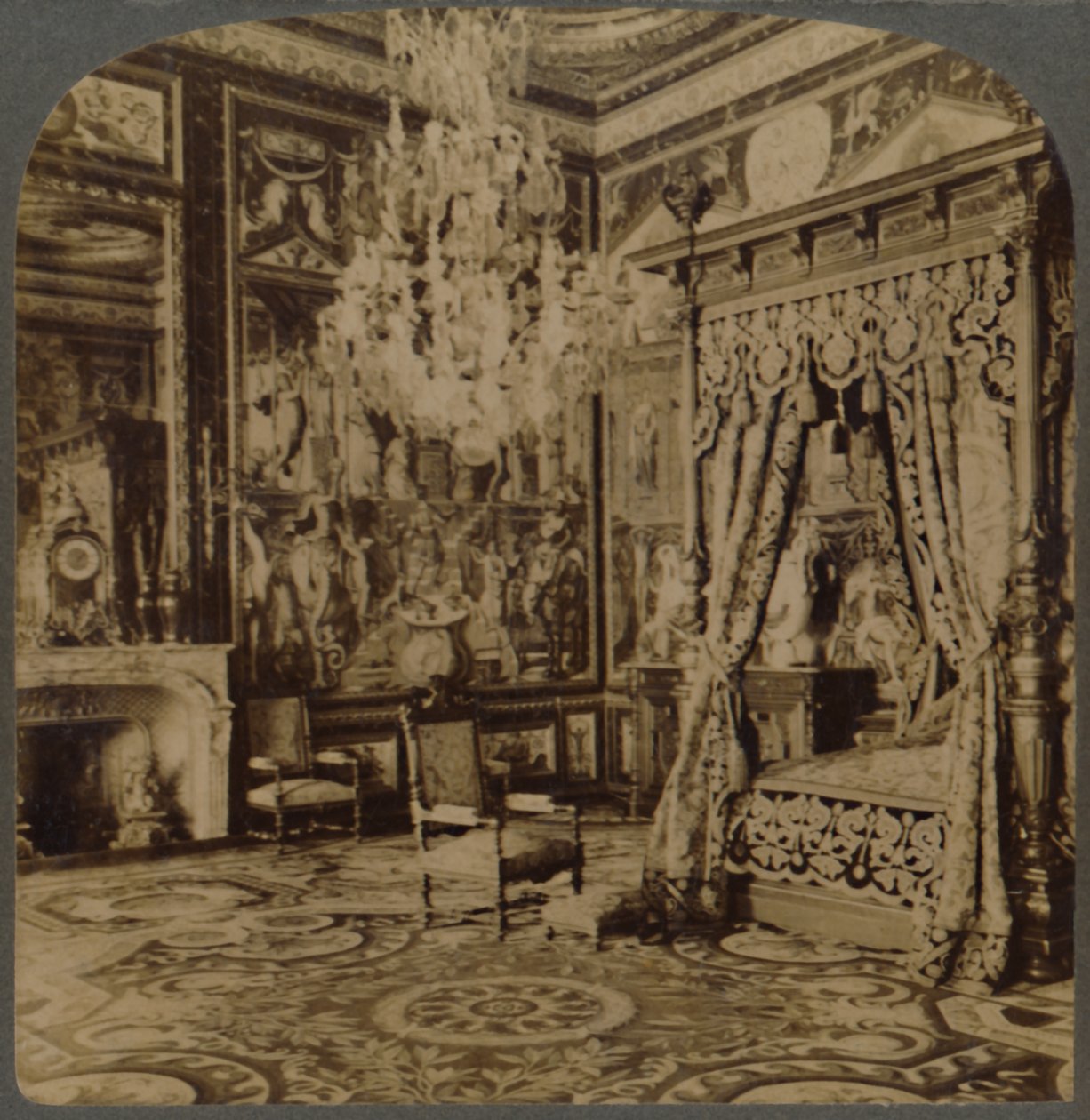Bedroom of Catherine de Medicis, Palace of Fontainebleau, France by Underwood and Underwood