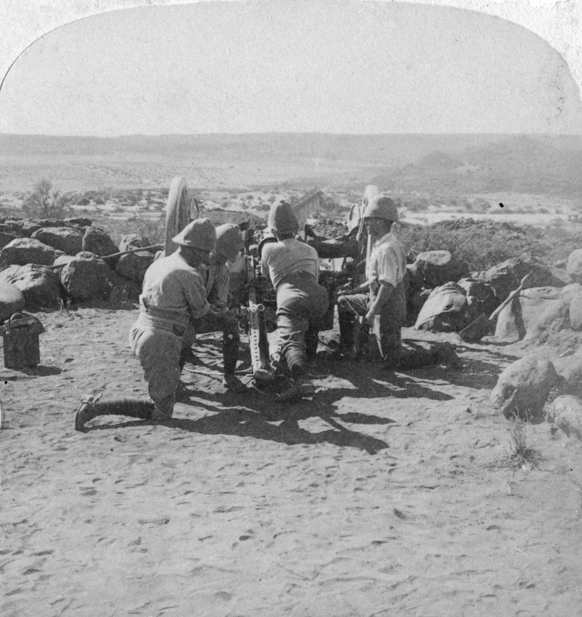 British Artillery in Action, South Africa, 2nd Boer War, 6 February 1900 by Underwood and Underwood