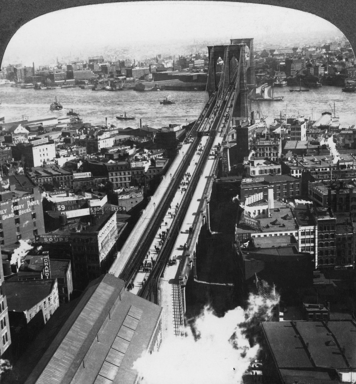 Brooklyn Bridge, New York City, New York, USA, Late 19th or Early 20th Century by Underwood and Underwood