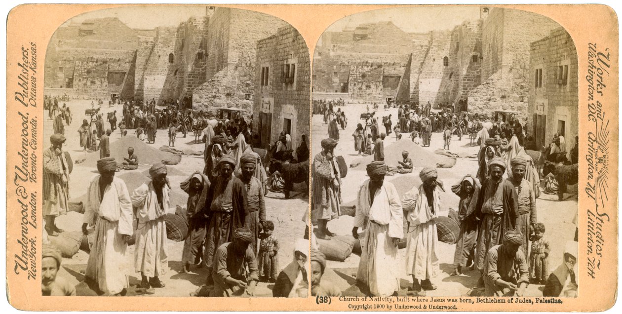 Church of the Nativity, built where Jesus was born, Bethlehem, Palestine, 1900 by Underwood and Underwood