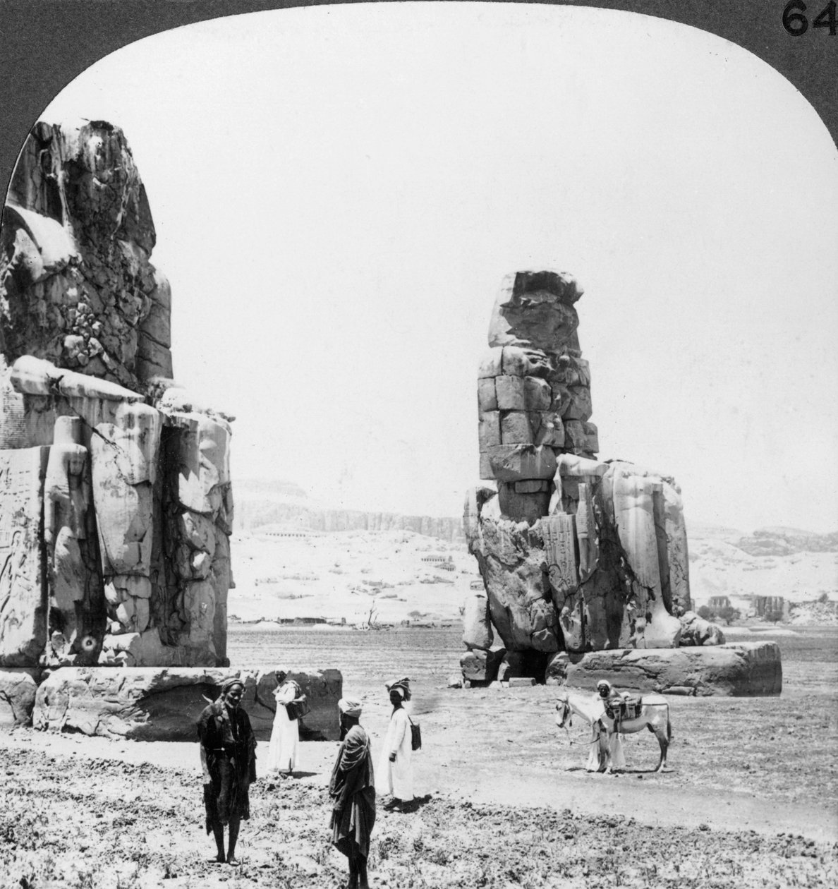 Colossal Memnon statues at Thebes, Egypt, 1905 by Underwood and Underwood