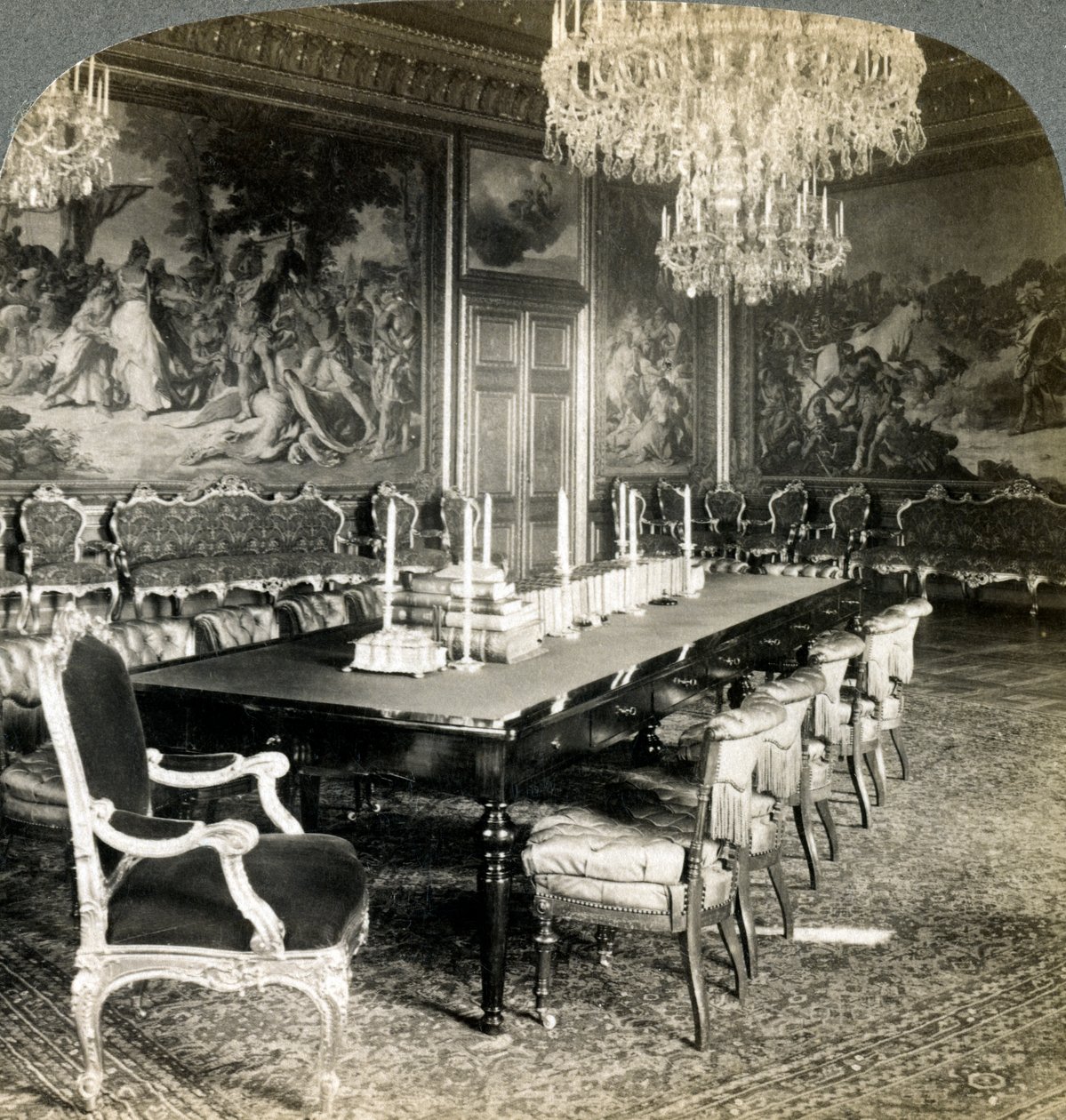 Council chamber of King Oscar II, Royal Palace, Stockholm, Sweden by Underwood and Underwood