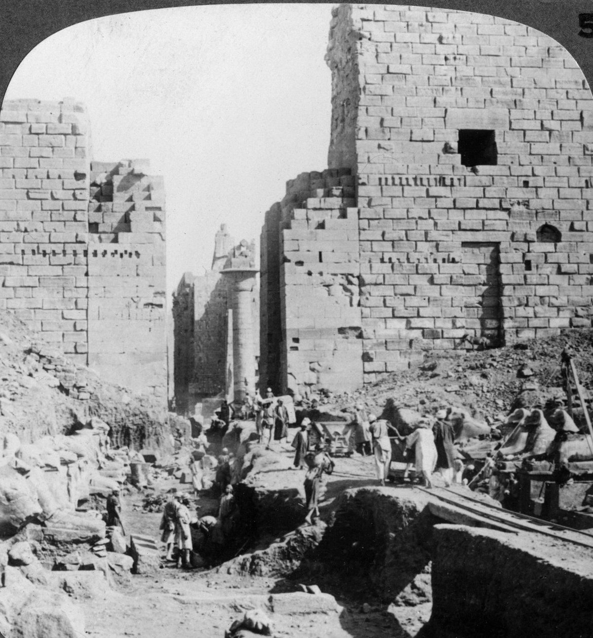 Excavating an Avenue to the Temple of Karnak, Thebes, Egypt by Underwood and Underwood