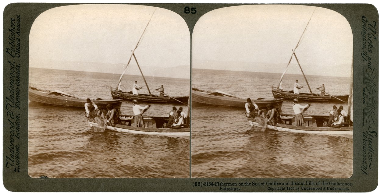 Fishermen on the Sea of Galilee, Palestine by Underwood and Underwood