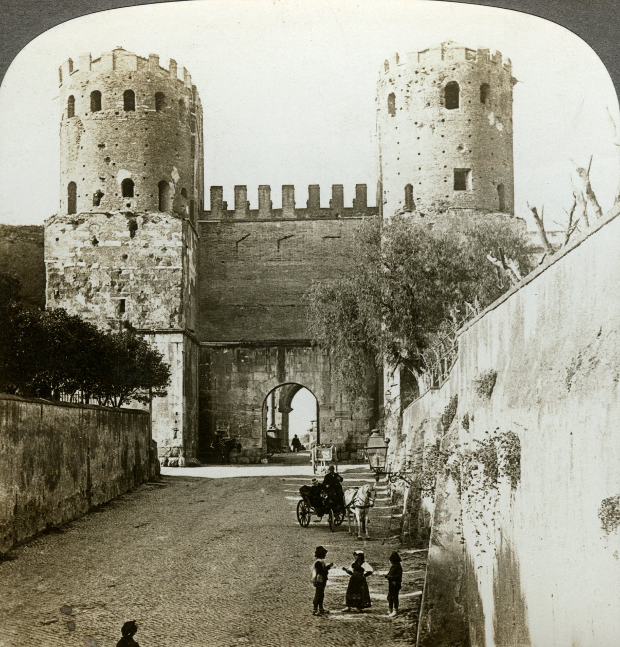 Gate of St Sebastian in the Aurelian Wall, Rome, Italy by Underwood and Underwood