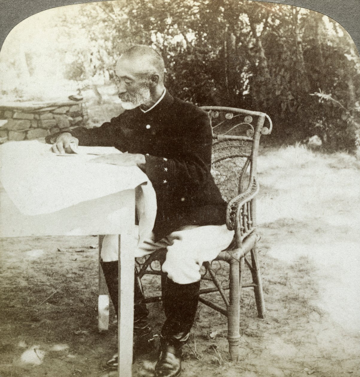 General Nogi at Japanese Headquarters, Port Arthur, Manchuria, c1904-1905 by Underwood and Underwood
