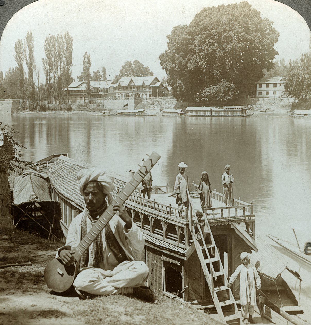 Houseboat Party, Jhelum River, Kashmir, India by Underwood and Underwood