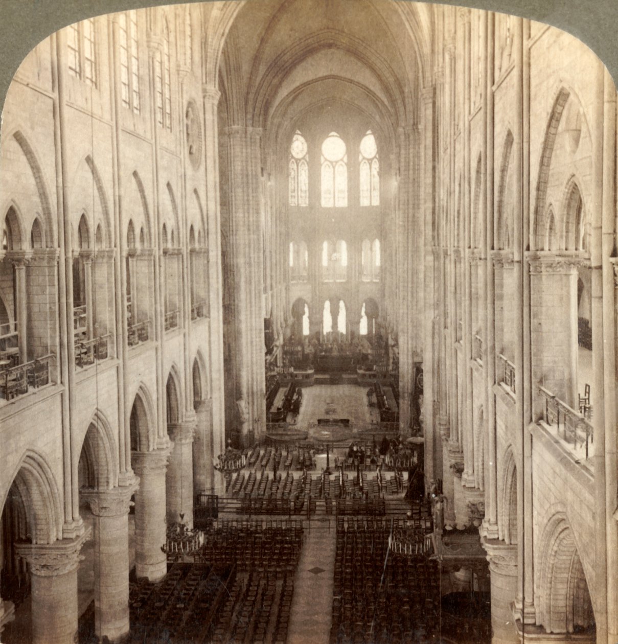 Interior of the Great Notre Dame Cathedral, Paris, France, 1900 by Underwood and Underwood