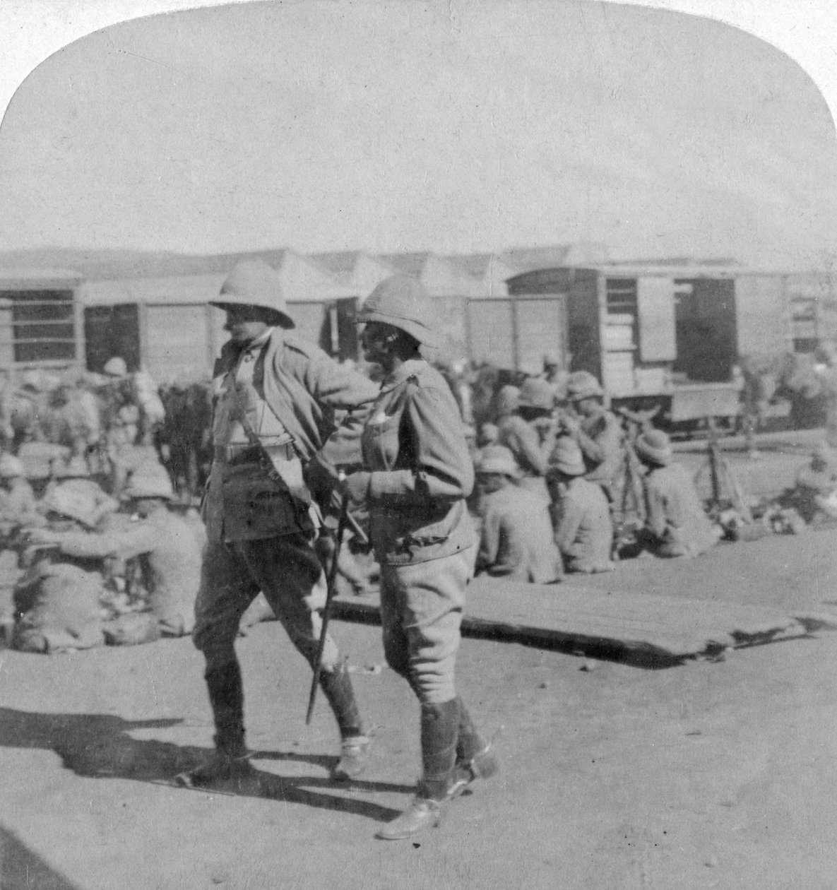 Lord Kitchener and General Pole-Carew at Pretoria rail station, South Africa by Underwood and Underwood
