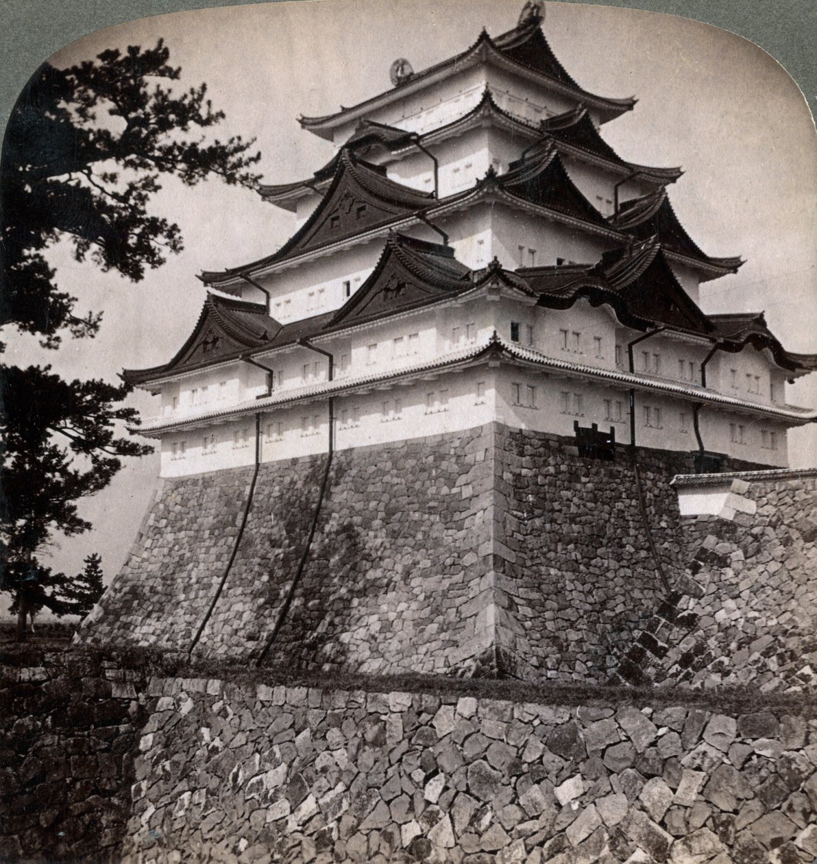 Medieval moated castle of Japanese princes, occasionally used by the Mikado Nagoya, Japan, 1896 by Underwood and Underwood