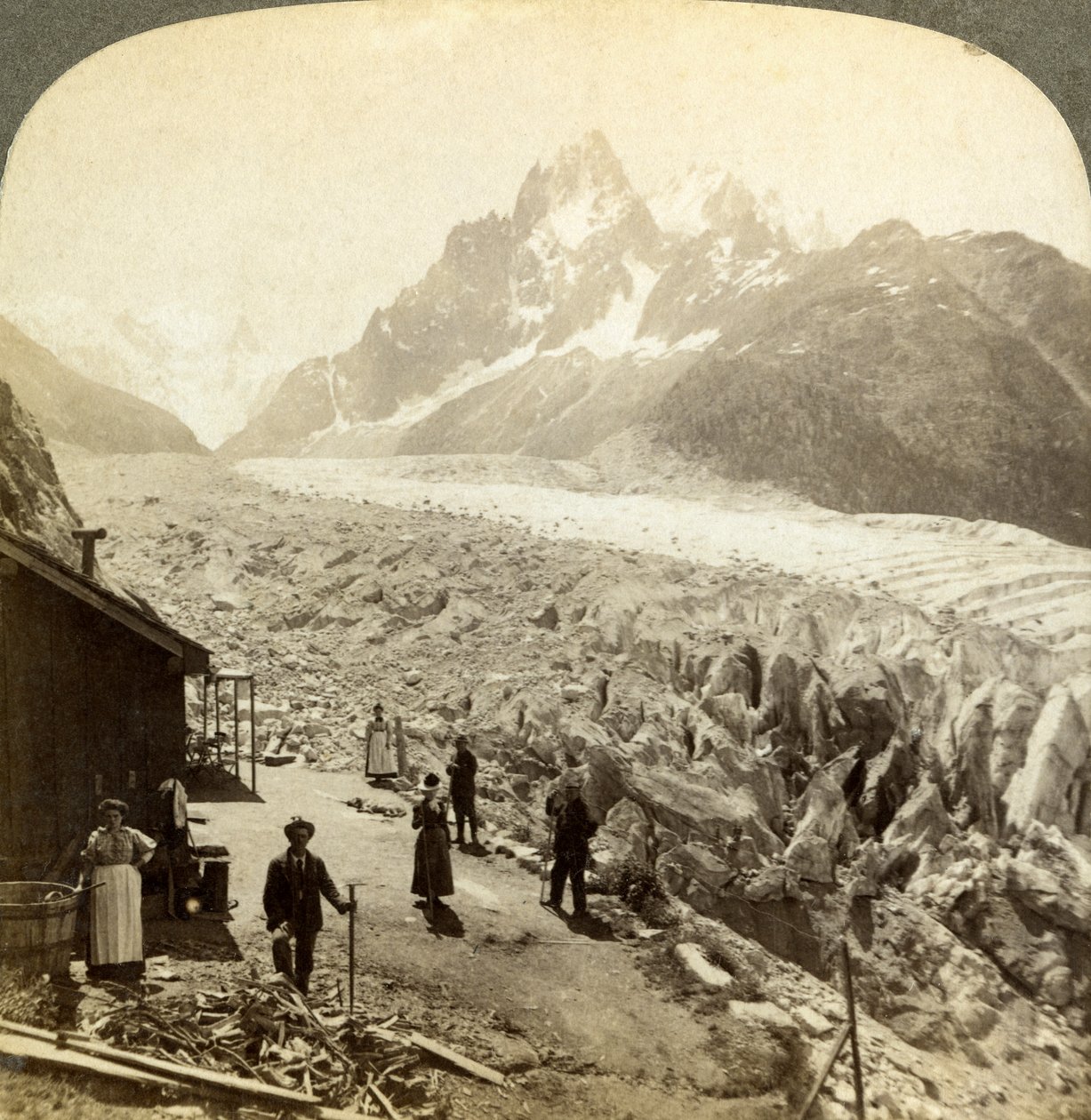 Mer de Glace from the Chapeau, near Chamonix, France by Underwood and Underwood