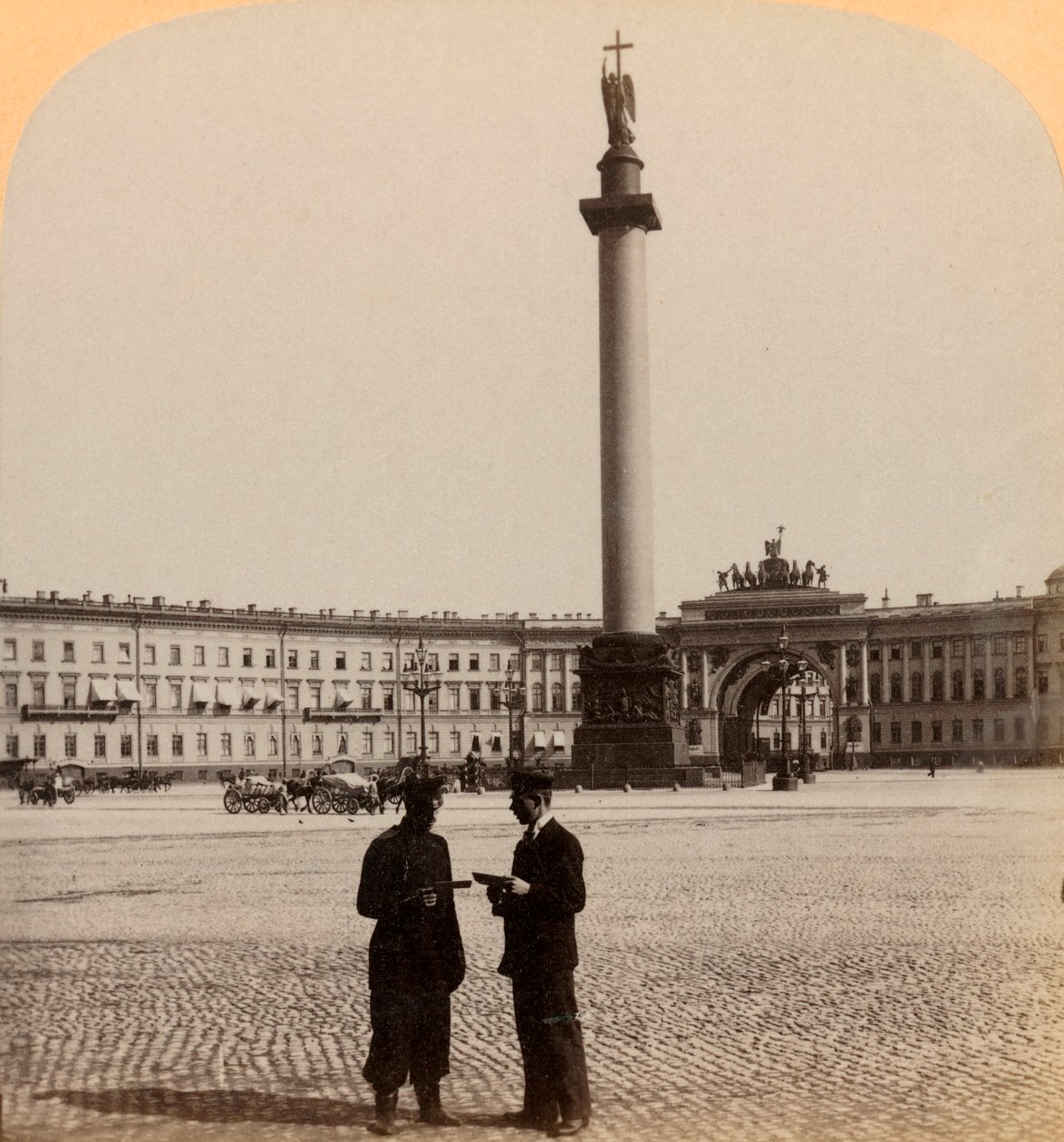 Monument to Alexander I., Arch of Triumph, and the Staab Building, St. Petersburg, Russia, 1897 by Underwood and Underwood
