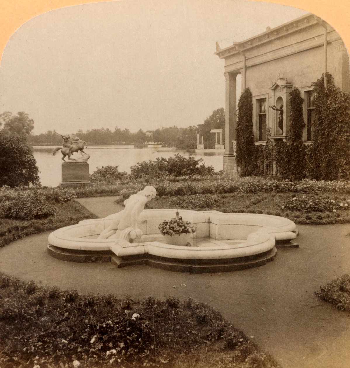 Narcissus Fountain on Empress Island, Colonists Park, Palace Grounds of Peterhof, Russia by Underwood and Underwood
