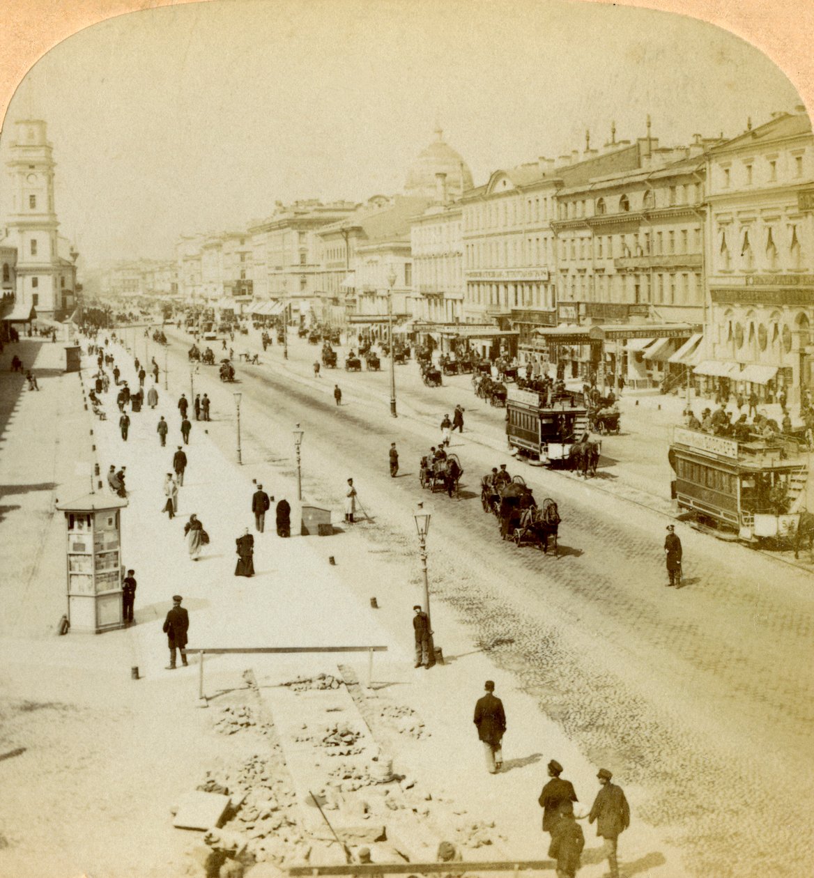 Nevsky Prospekt, the principal street of St Petersburg, Russia by Underwood and Underwood
