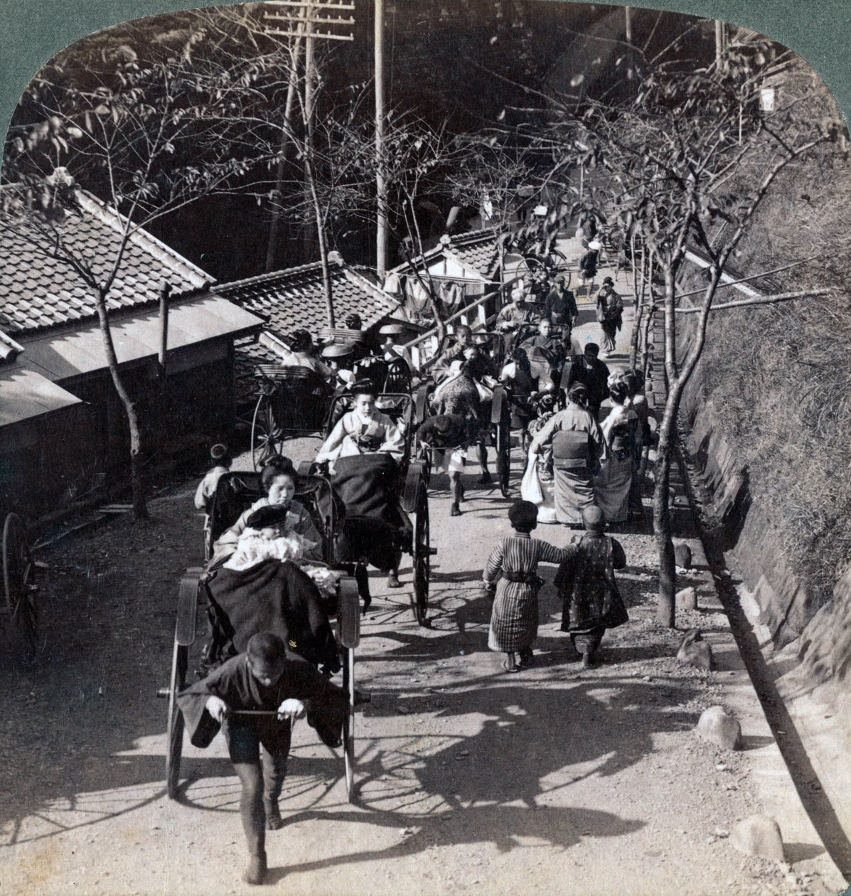 Riding to Daijingu Temple for Shinto Festival of Worship of the Sun Goddess, Yokohama, Japan by Underwood and Underwood