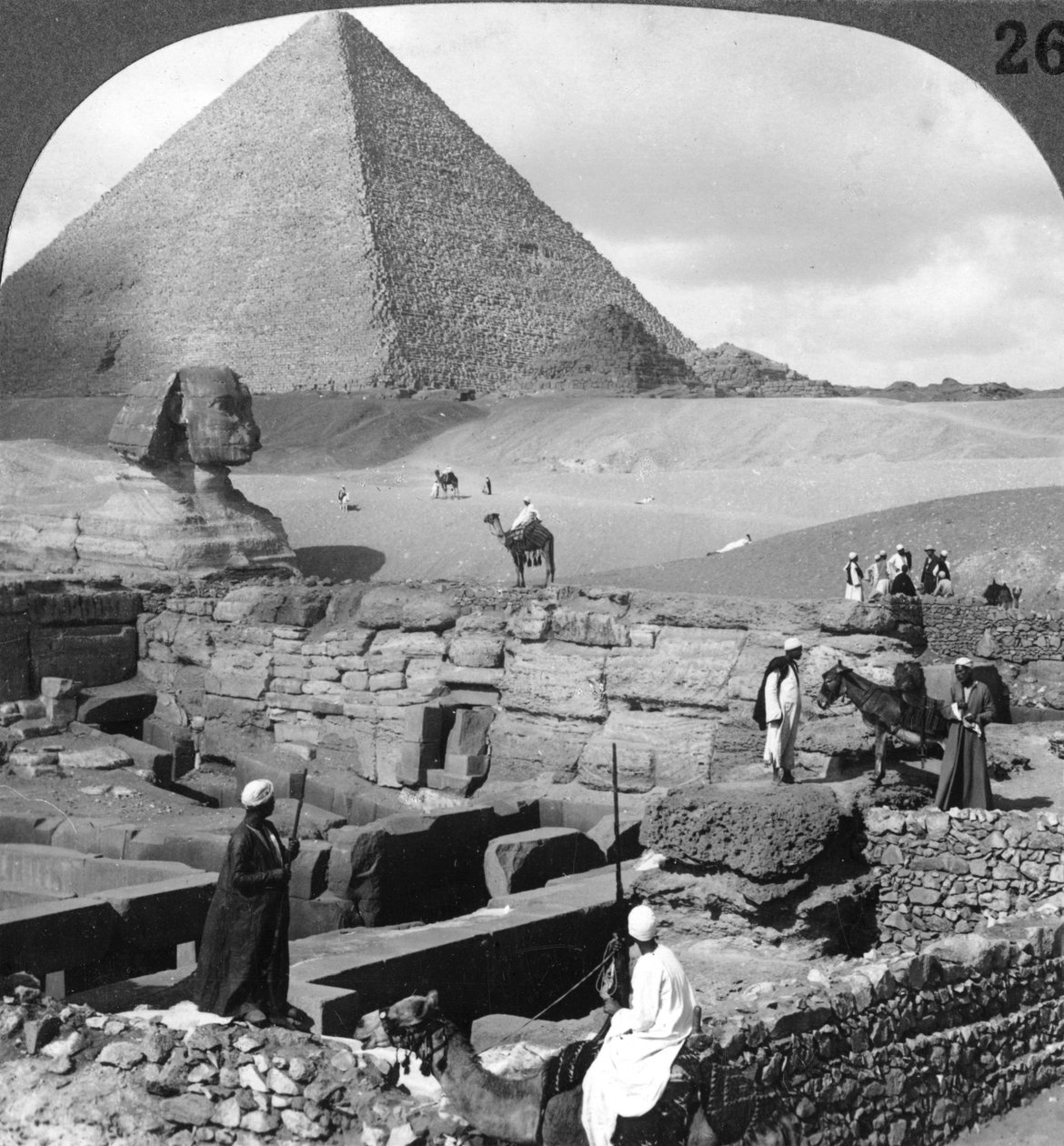 Ruins of the Granite Temple, the Sphinx and Great Pyramid, Egypt by Underwood and Underwood