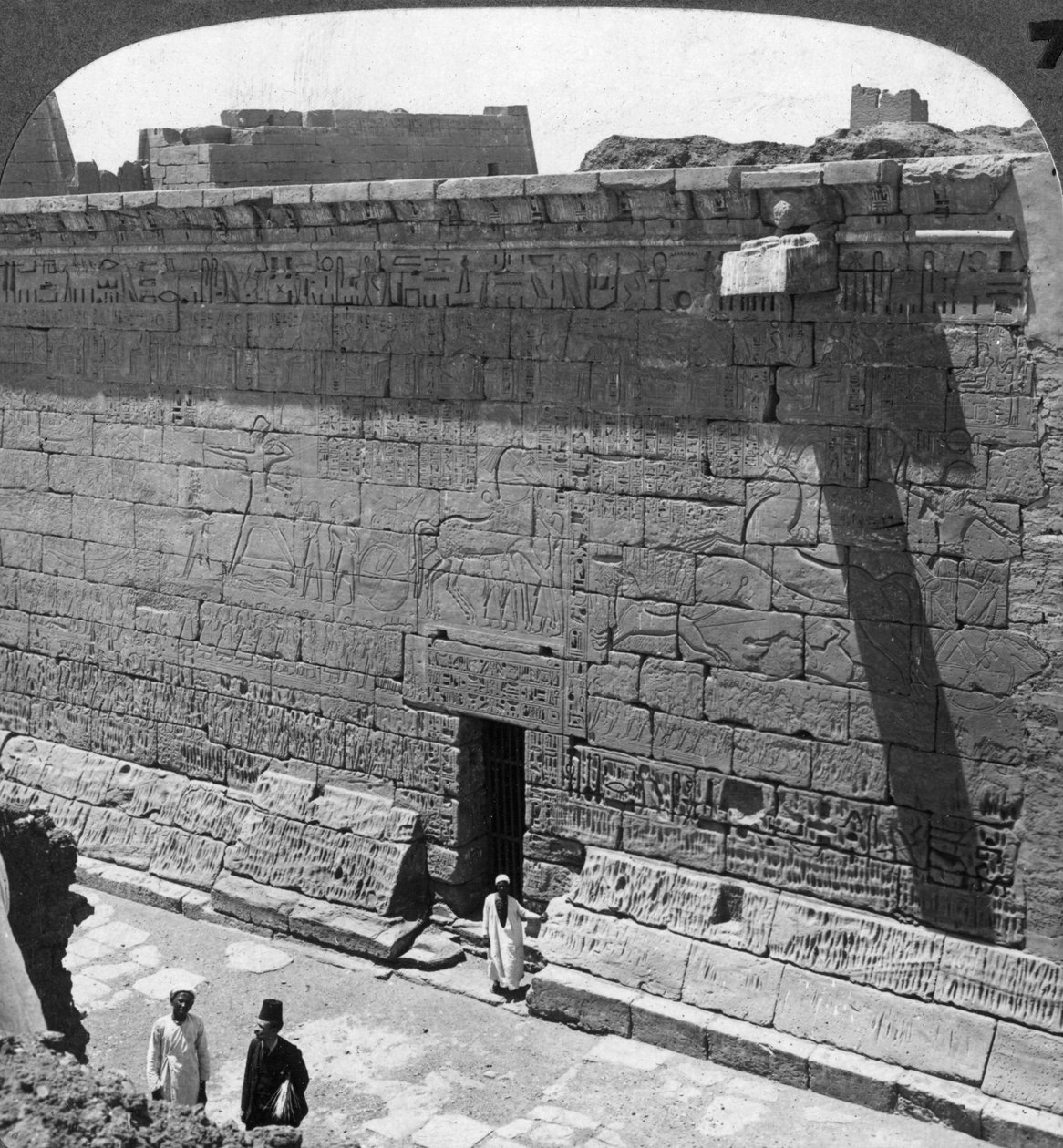 Scenes of Battle and the Chase Carved on a Wall at Medinet Habu, Thebes, Egypt by Underwood and Underwood