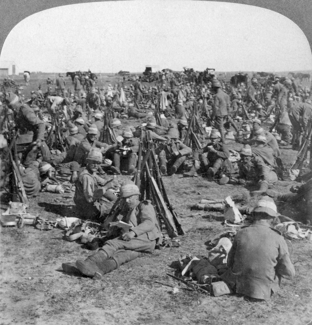 The Coldstream Company on the great Transvaal campaign, South Africa, Boer War by Underwood and Underwood