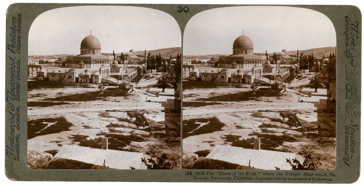 The Dome of the Rock, where the Temple Altar stood, Mount Moriah, Jerusalem, Palestine by Underwood and Underwood