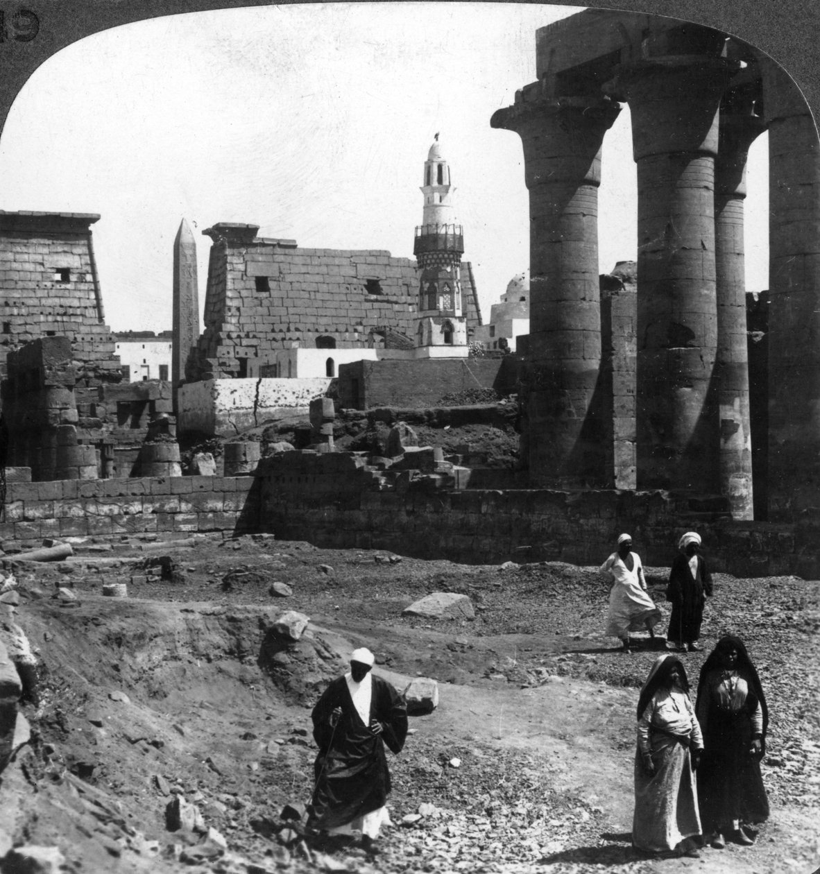 The Moslem Mosque in the Court of Luxor Temple, Thebes, Egypt, 1905 by Underwood and Underwood