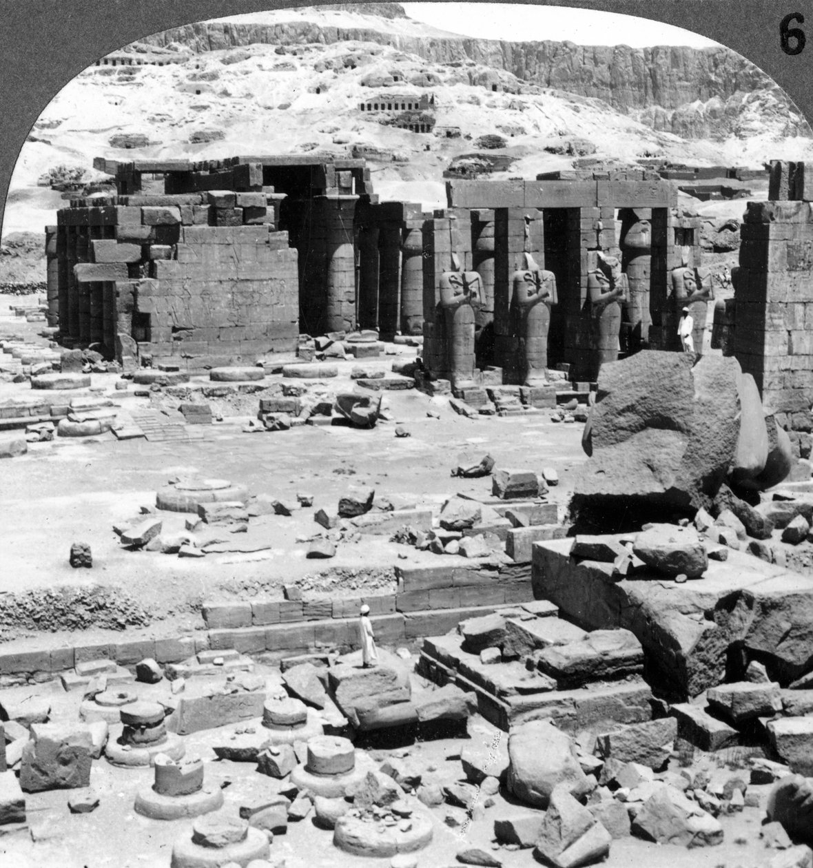 The Ramesseum, the Temple of Ramses II, at Thebes, Egypt by Underwood and Underwood