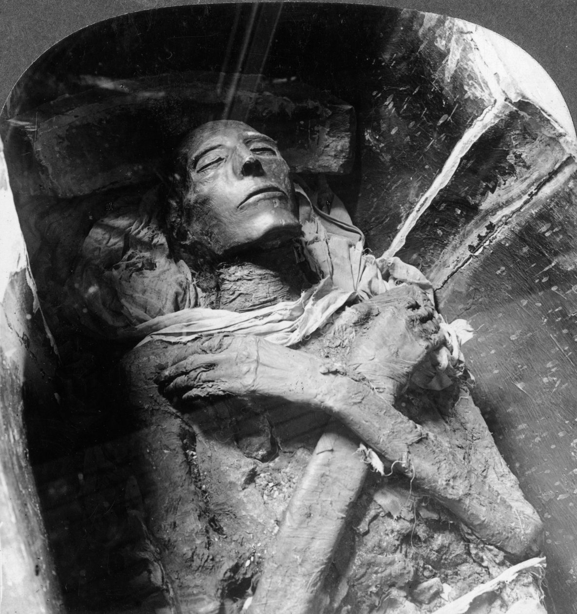 The mummy of Sethos I 1394BC-1279BC, Cairo, Egypt, 1905 by Underwood and Underwood