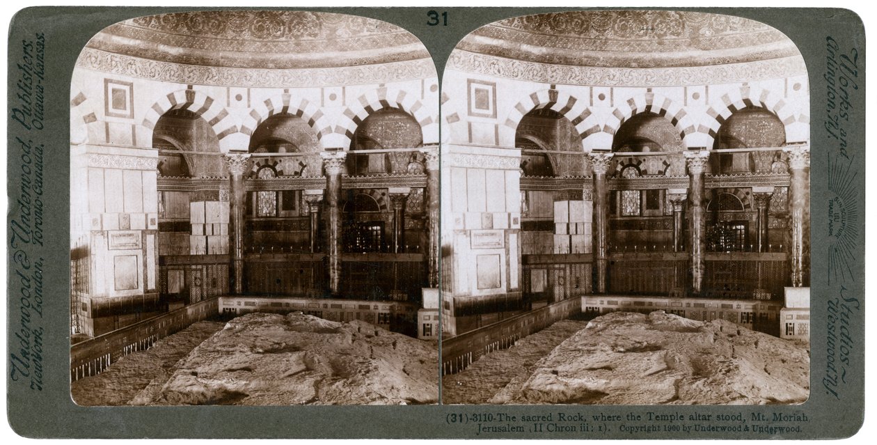 The sacred rock, where the Temple Altar stood, Mount Moriah, Jerusalem, Palestine by Underwood and Underwood