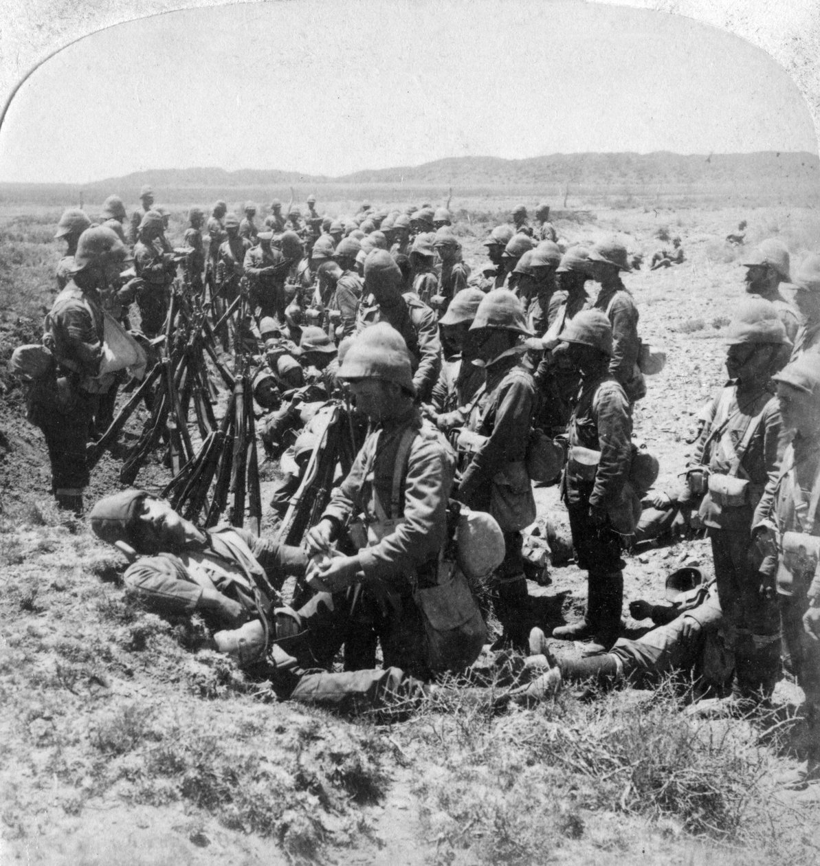 The sad roll call after some of the British were cut off at Dordrecht, 30th December 1900 by Underwood and Underwood