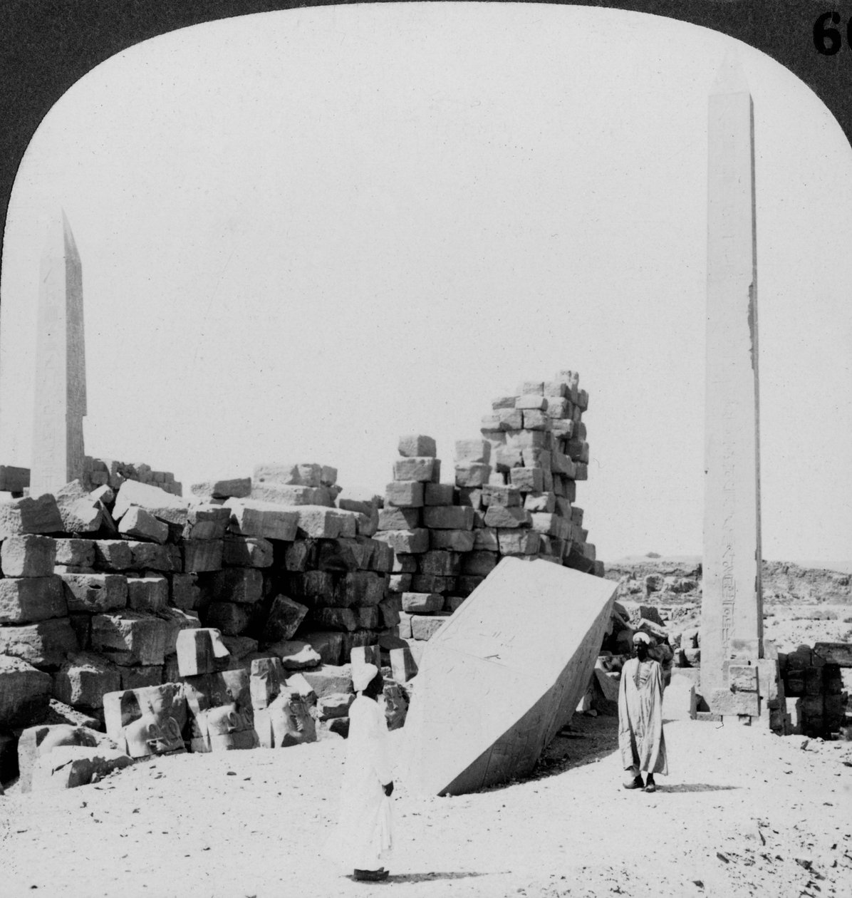 The tallest obelisk in Egypt, in the temple at Karnak, Thebes, Egypt by Underwood and Underwood