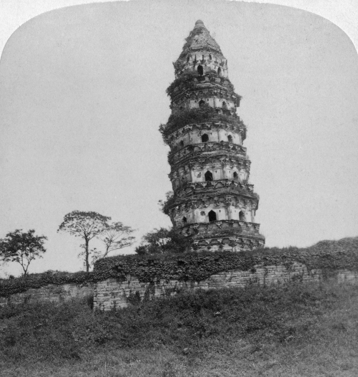 Tiger Hill Pagoda, the Leaning Tower of Suzhou, China, 1900 by Underwood and Underwood