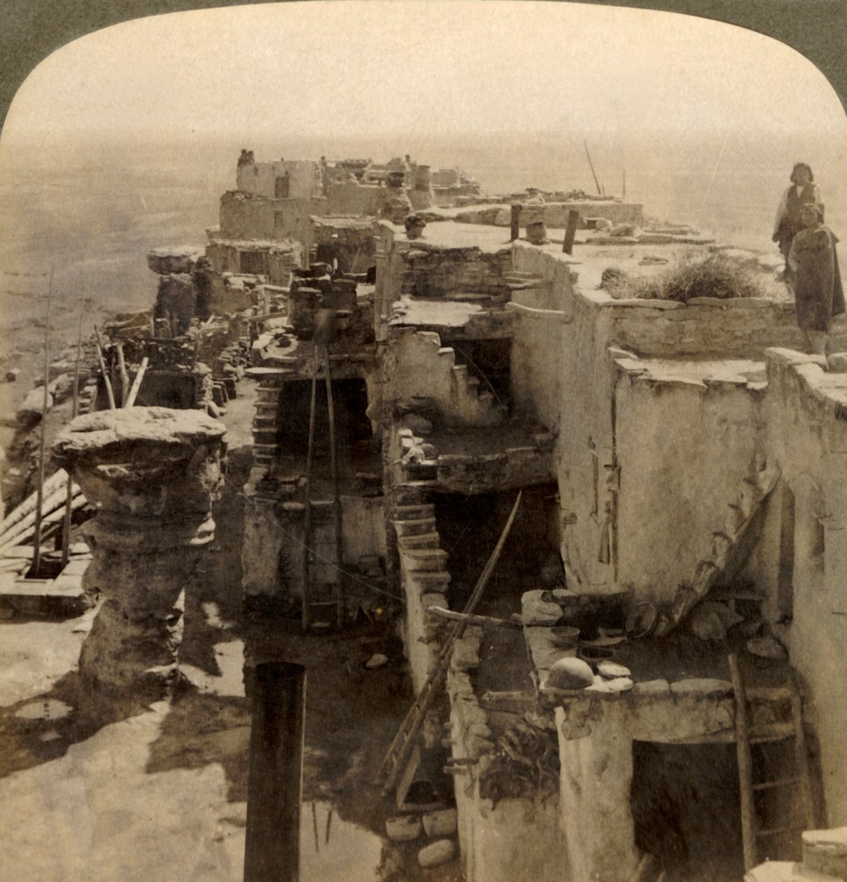 Wolpi, a Chief Pueblo of the Mysterious Moki Race Cliff Dwellers, Arizona, U.S.A., 1901 by Underwood and Underwood