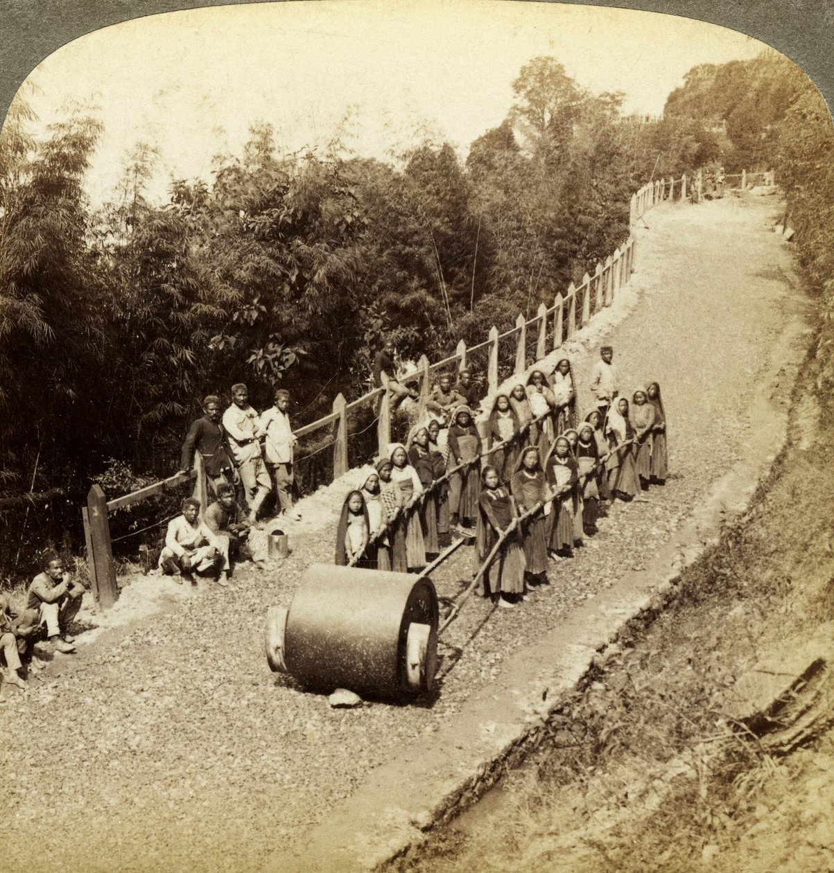 Women working on the Darjeeling Highway, India by Underwood and Underwood