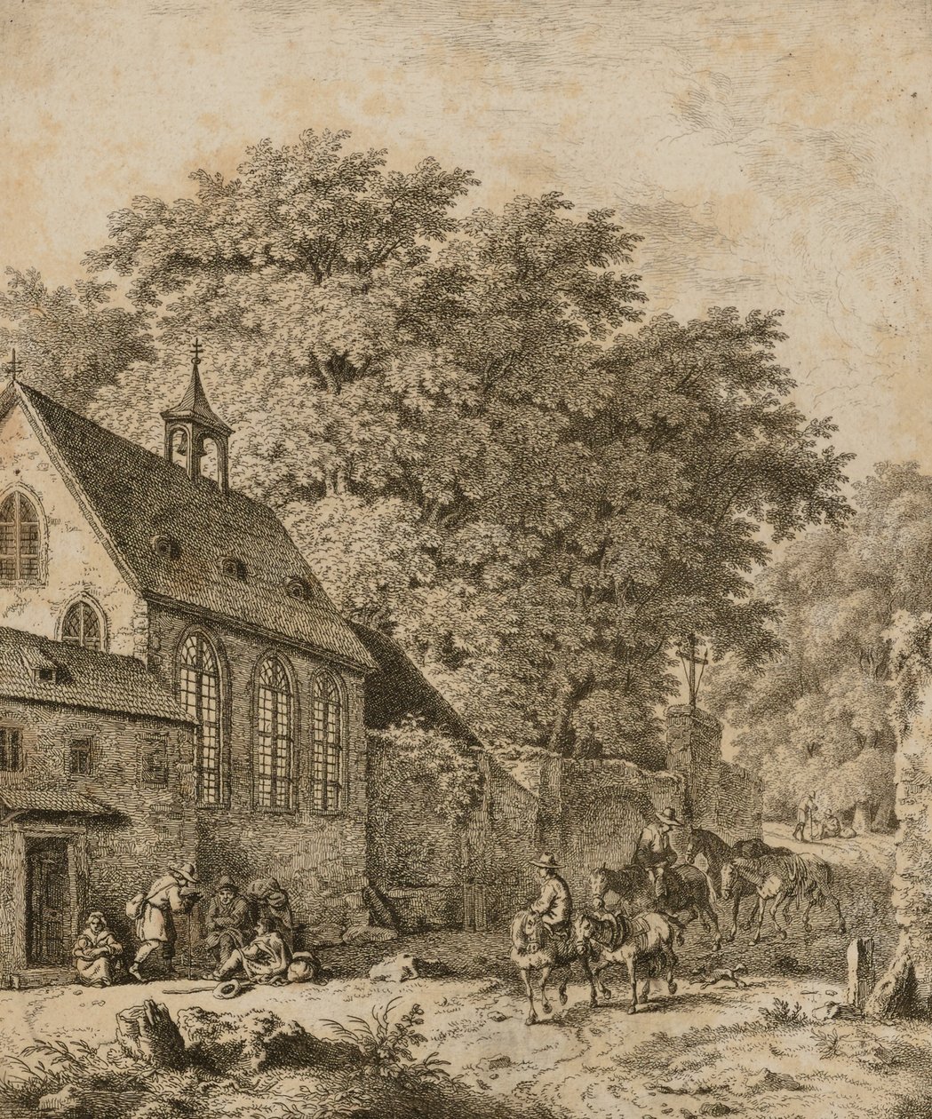 Landscape with Church and Peasants by Unidentified