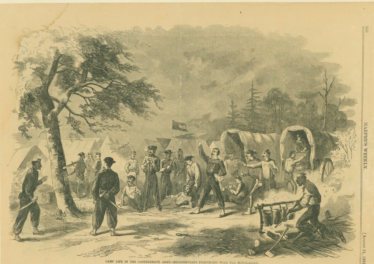 Camp Life in the Confederate Army - Mississippians Practicing with the Bowie-Knife by Unknown