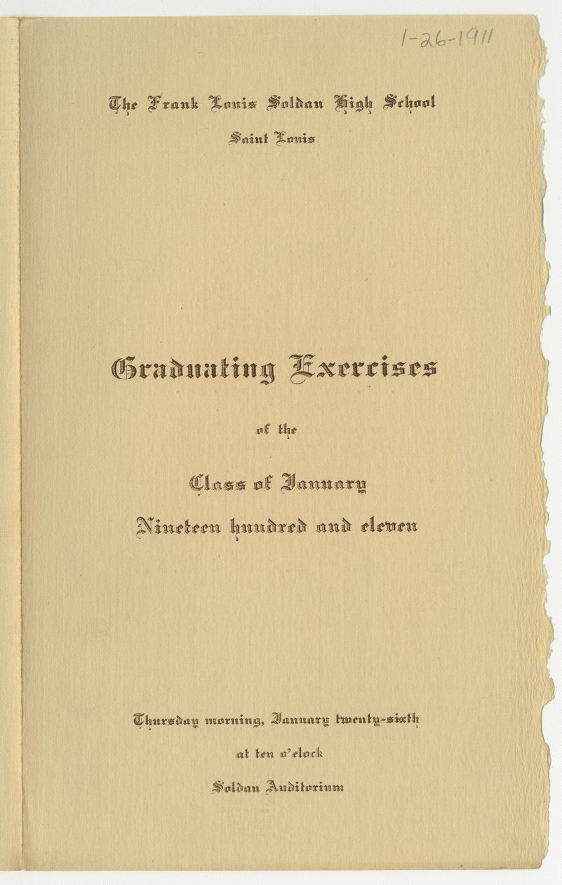Program for graduating exercises of the class of January 1911 at Frank Louis Soldan High School, St. Louis by Unknown