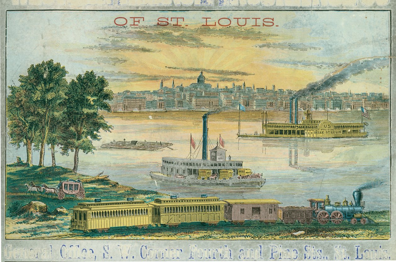 View of St. Louis from East with Setting Sun by Unknown