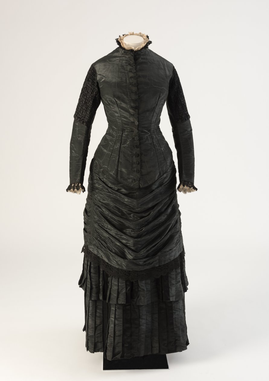 Black watered silk mourning dress, 1880s by Unbekannt Unbekannt