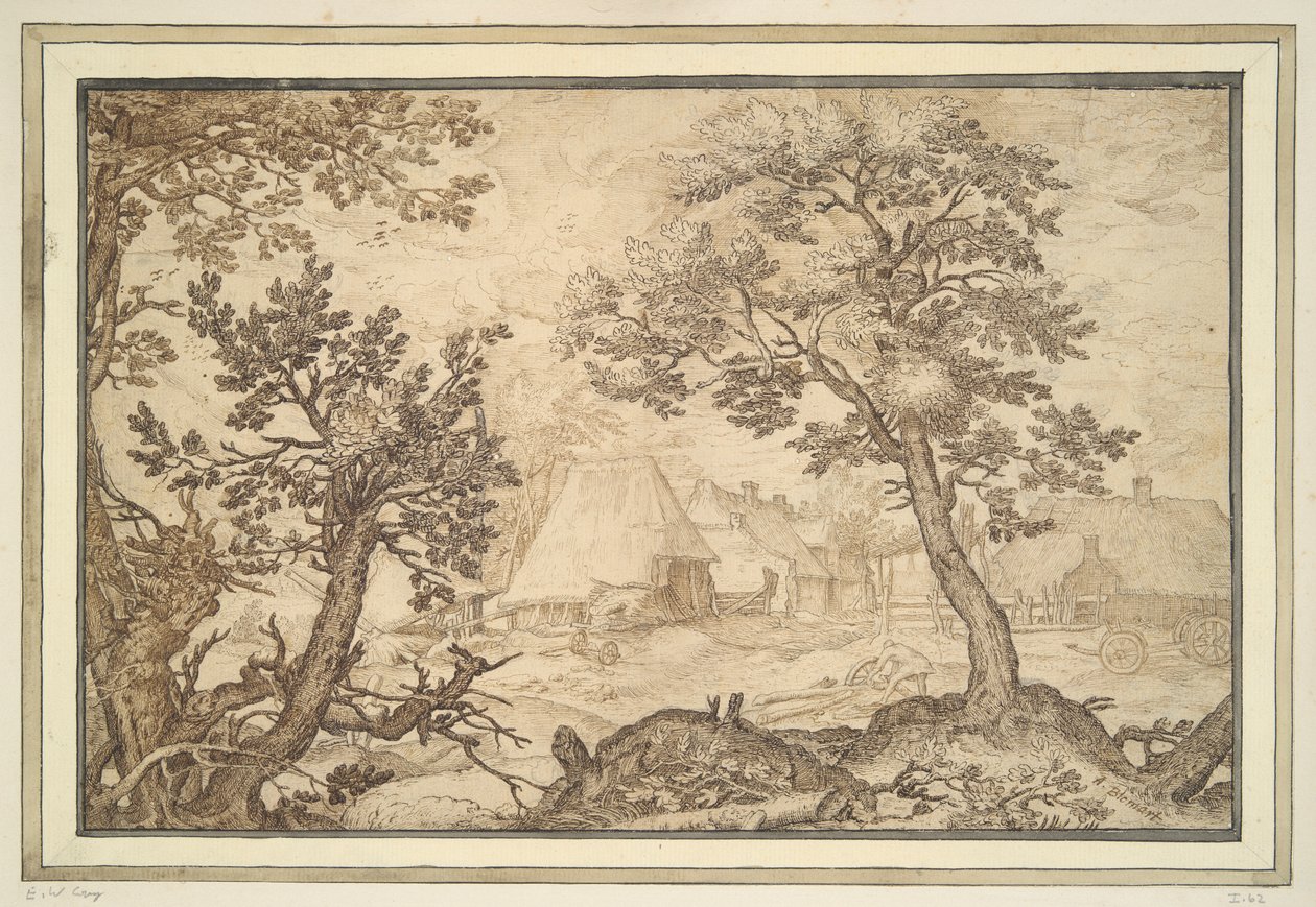 Farm Buildings Seen Through a Screen of Trees by Unknown