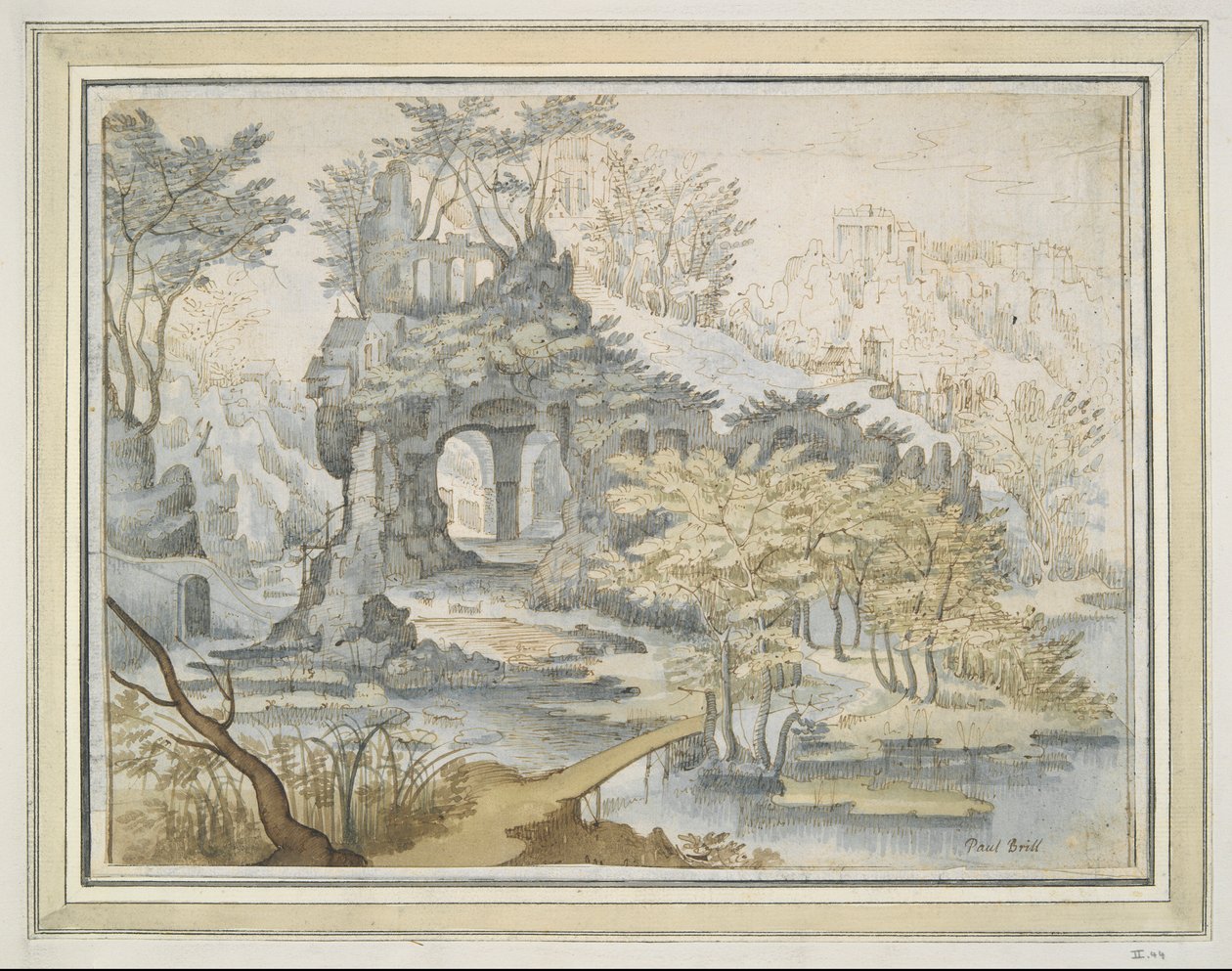 Landscape with Buildings on Archway in Rocks by Unknown