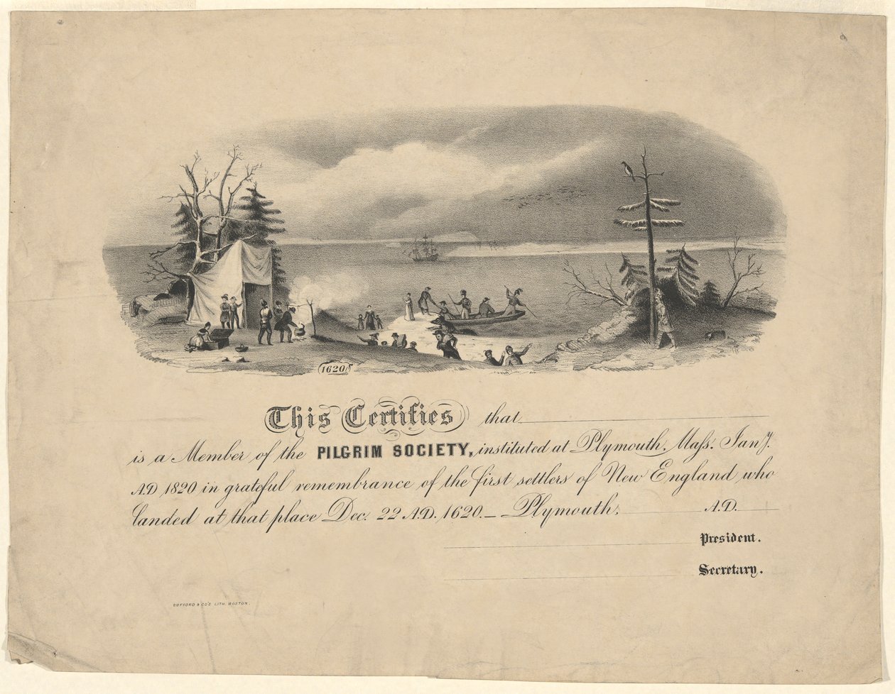 Pilgrim Society Certificate by Unknown