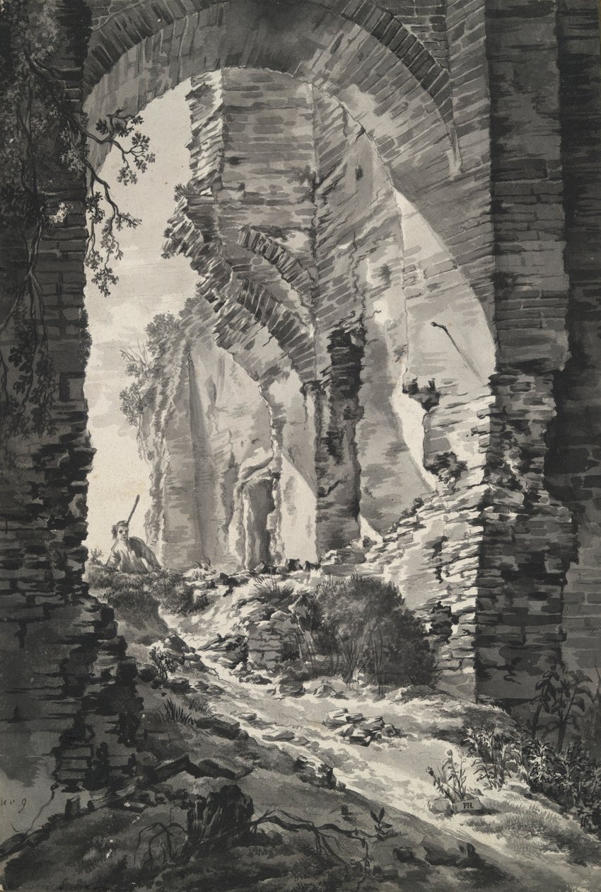 The Entrance Gate of the Ruins of Brederode Castle, Holland, with Shepherd by Unknown