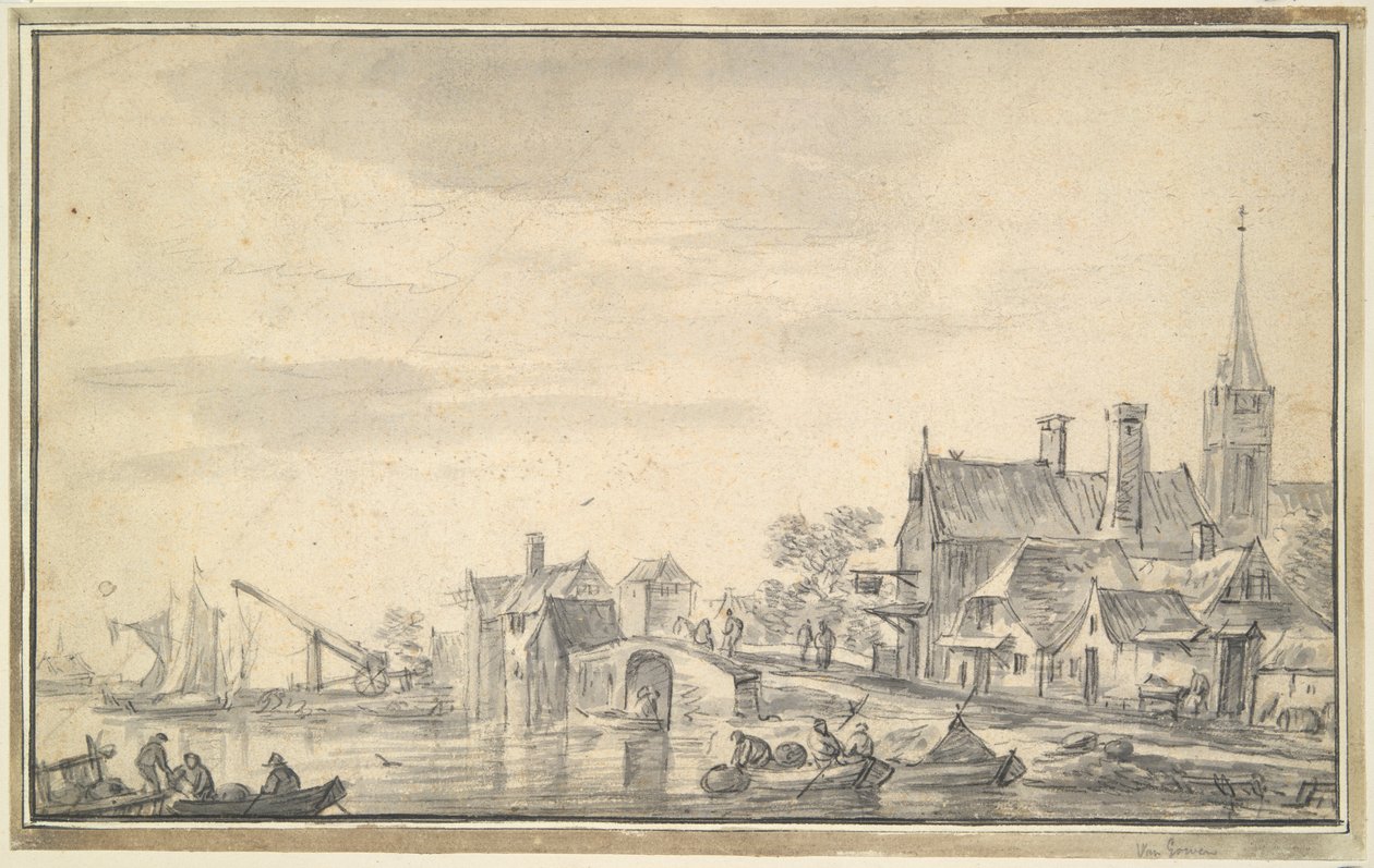 Village Near Water by Unknown