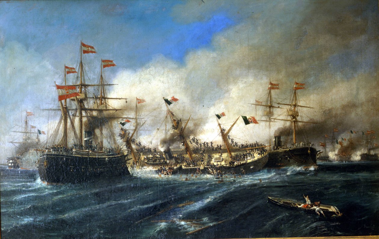 20/07/1866: Battle of Lissa off Dalmatia: the Austrians destroy the Italian fleet by Unknown artist
