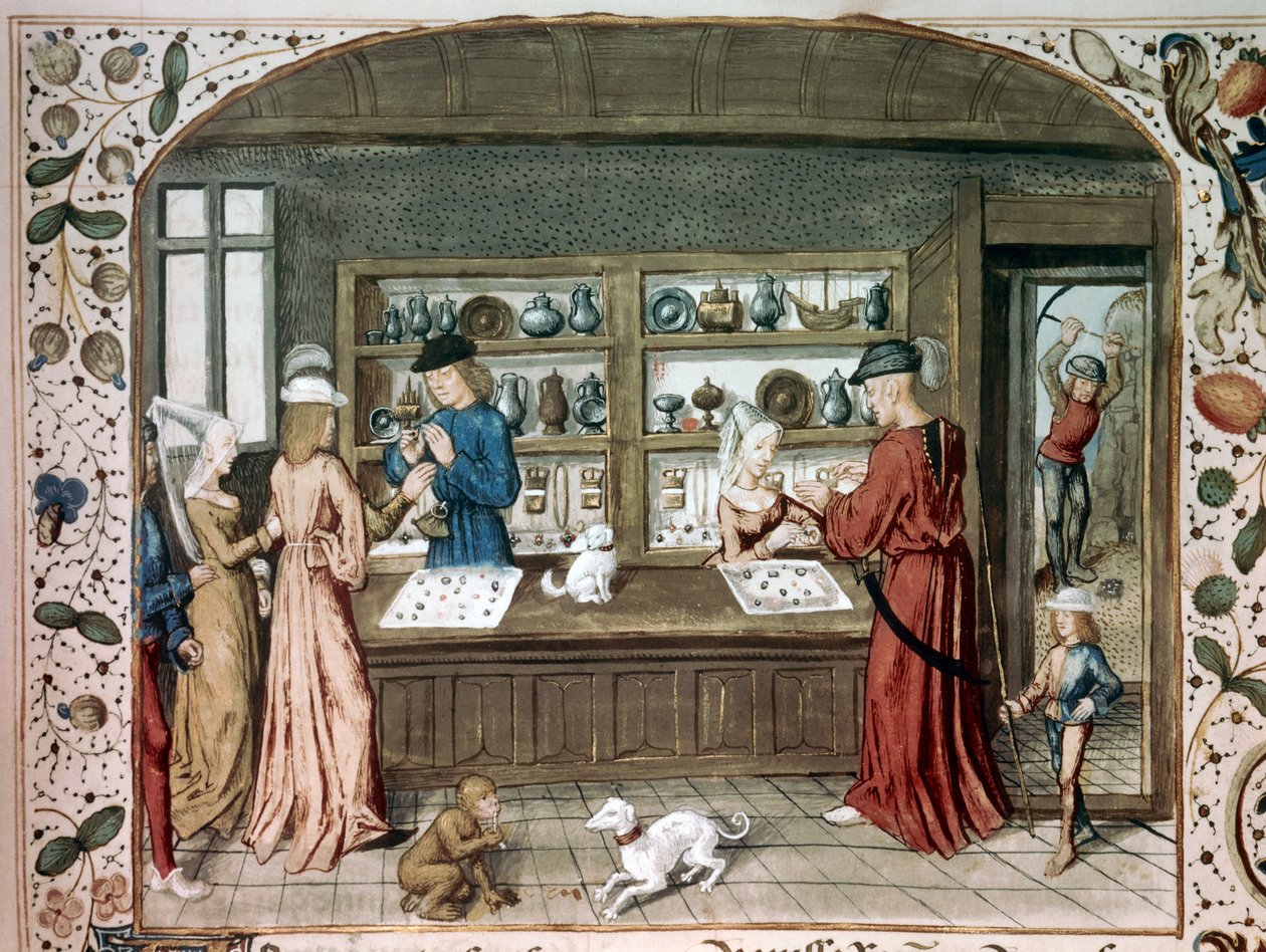 A Miniature jewelry shop from Le lapidaire de Jean de Mandeville (1300-1372) by Unknown artist