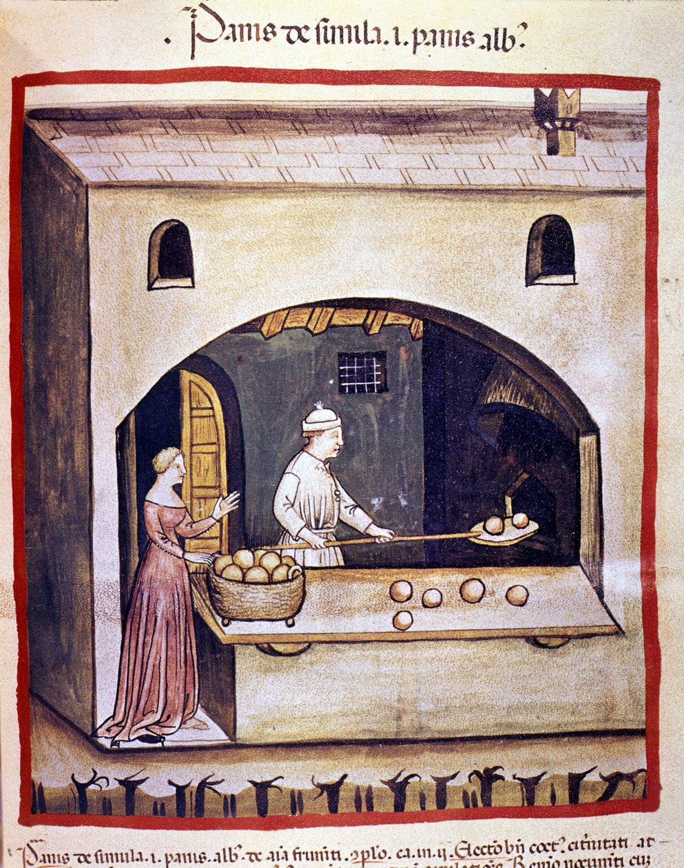 A baker prepares white bread and semolina bread. Illumination from the milking of medicine and dietetics 